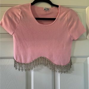 Pink FashionNova Bling Crop Top